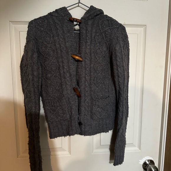 Free People Gray Cable Knit Hooded Cardigan - Picture 1 of 3